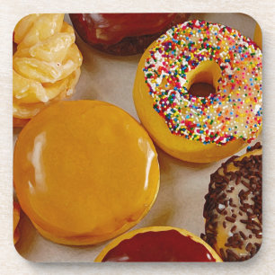 Assorted donuts drink coaster