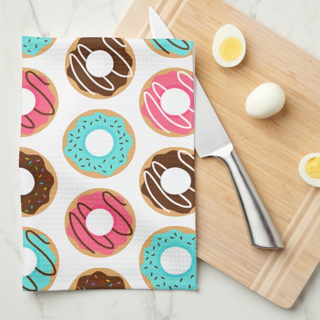 Assorted Donuts Pattern Kitchen Towel (Quarter Fold)