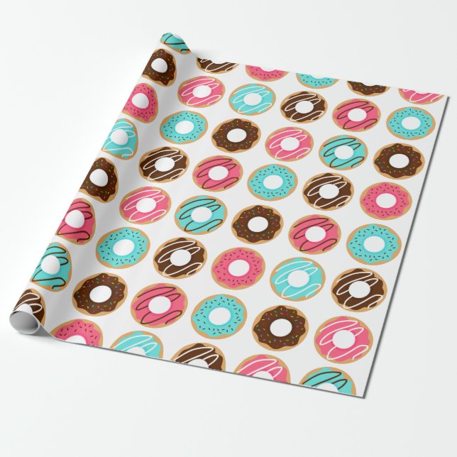 Assorted Donuts Pattern Wrapping Paper (Unrolled)
