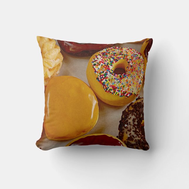 Assorted donuts throw pillow (Front)