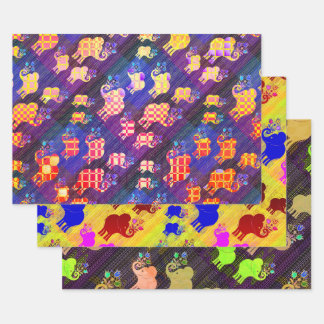 Assorted Elephants Wrapping Paper Sheets
