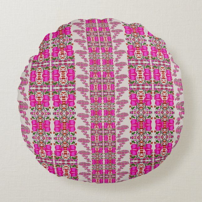Assorted Floral Roses Round Pillow (Front)