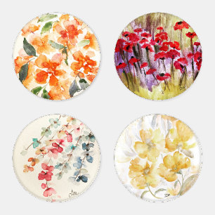Assorted Florals Premium Acrylic Coasters 