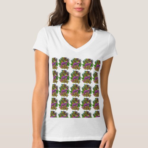 Assorted Flowers Repeat Womens T_Shirt