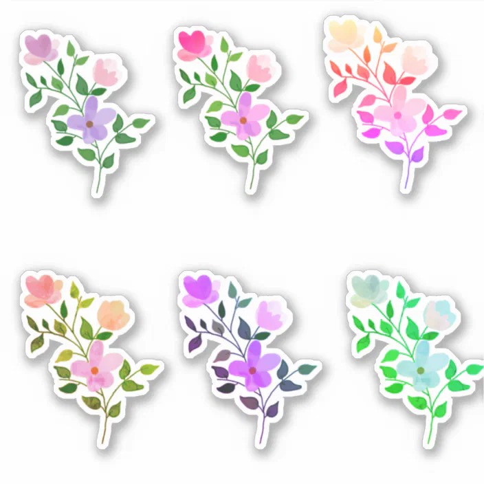 assorted flowers sticker set zazzle com