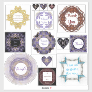 Assorted Fractal Art Framed Gratitude Quotes Sticker