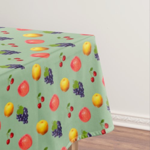 Assorted Fresh Fruits on Laurel Green Tablecloth