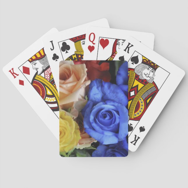 Assorted fresh rose bouquets poker cards (Back)