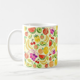 Assorted Fruit Doodle Pattern Coffee Mug