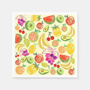 Assorted Fruit Doodle Pattern Napkins