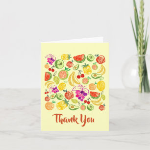 Assorted Fruit Doodle Pattern Thank You Note Card