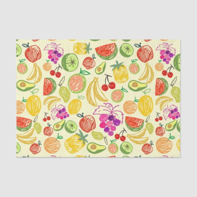 Assorted Fruit Doodle Pattern Tissue Paper (Front)