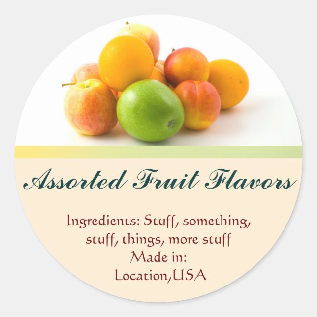 Assorted Fruit Flavor Labels (Front)