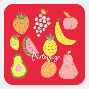 Assorted Fruits Collection Thunder_Cove Square Sticker