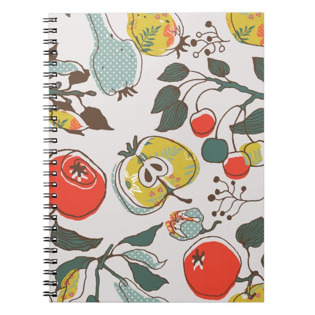 Assorted fruits, colorful seamless pattern. notebook (Front)