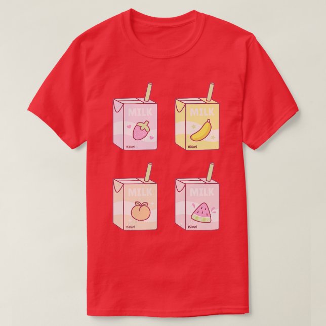 Assorted Fruits Flavored Milk Boxes Doodle T-Shirt (Design Front)