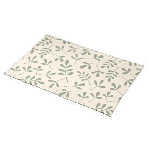 Assorted Green Leaves on Cream Pattern Placemat