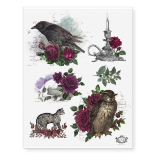 Assorted Halloween Collection with roses Temporary Tattoos