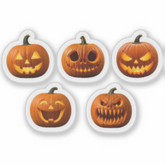 Assorted Halloween Pumpkin Expressions Vinyl Sticker