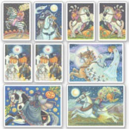 ASSORTED HEADLESS HORSEMAN HORSEWOMAN HALLOWEEN STICKER