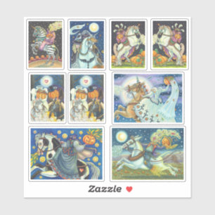 ASSORTED HEADLESS HORSEMAN HORSEWOMAN HALLOWEEN STICKER