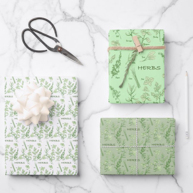 Assorted Herbs Design Wrapping Paper