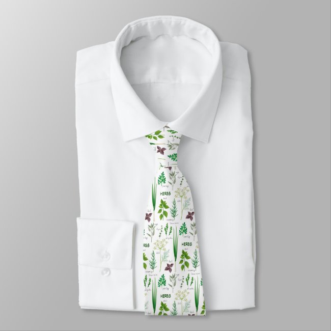 Assorted Herbs Herbal Design Necktie