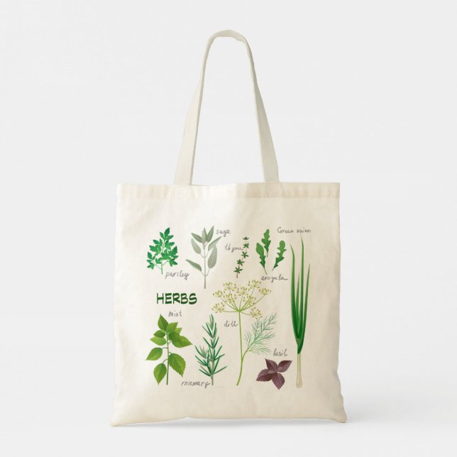 Assorted Herbs Herbal Design Tote Bag (Back)