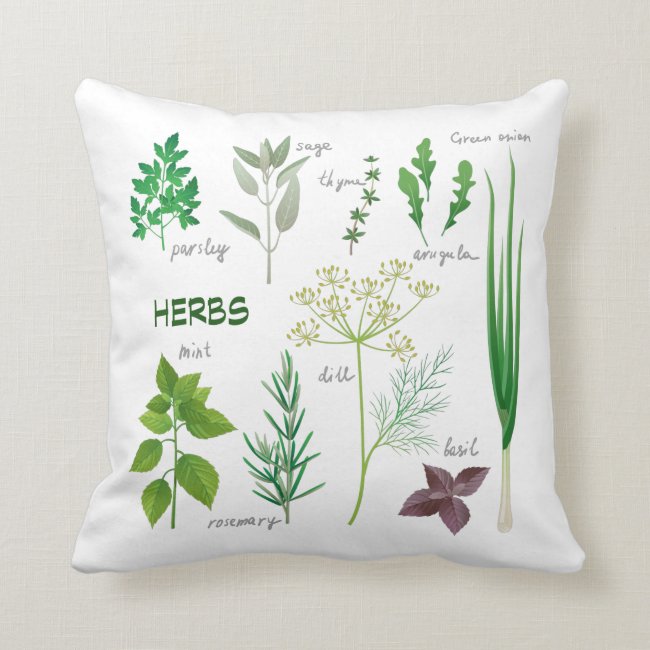 Assorted Herbs Throw Pillow