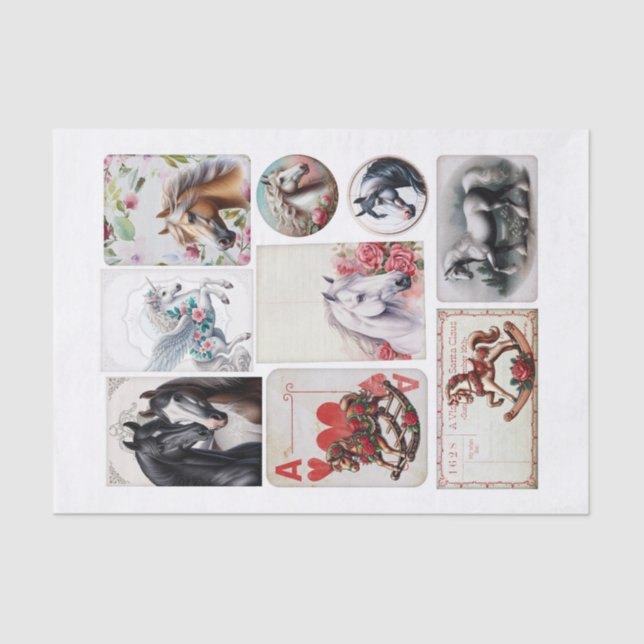 Assorted Horse-Themed Ephemera Fussy Cuts Tissue Paper (Front)