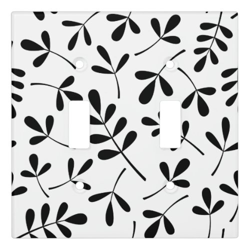Assorted Leaf Silhouettes Black on White Light Switch Cover
