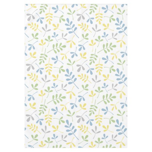 Assorted Leaves Blue Green Grey Yellow White Ptn Tablecloth