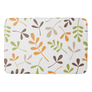 Assorted Leaves Brown Orange Green Sand White Bath Mat
