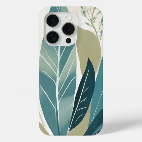 Assorted leaves in shades of green iPhone 15 pro case