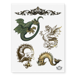 Assorted Medieval Mythical Creatures Temporary Tattoos