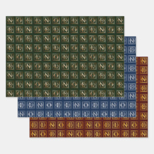 Assorted Metallic Deco Noel Christmas Wrapping Paper Sheets