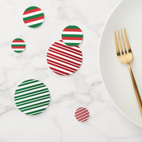 Assorted Mix Christmas Red Green Stripes Confetti