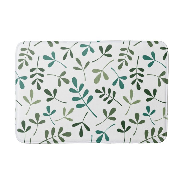 Assorted Mixed Green Leaves Pattern Bathroom Mat (Front)
