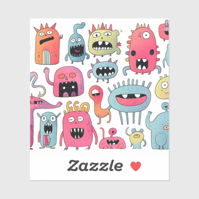 Assorted monster figures sticker (Sheet)