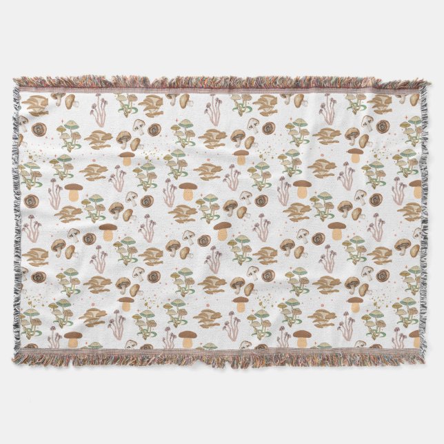 Assorted Mushrooms Throw Blanket (Front)