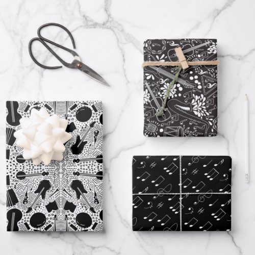 Assorted Music BW Wrapping Paper Sheets
