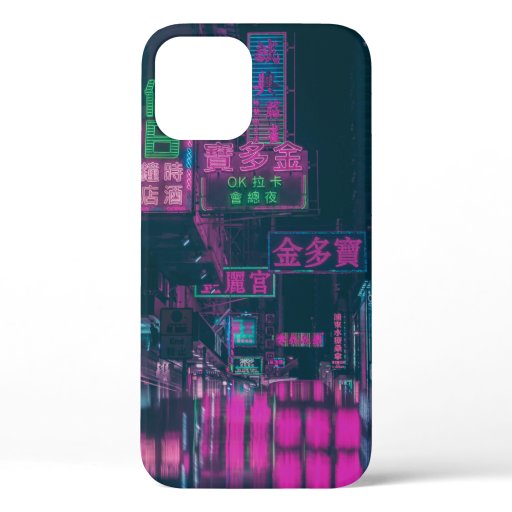 ASSORTED NEON LIGHT SIGNAGE ON STREET DURING NIGHT iPhone 12 CASE