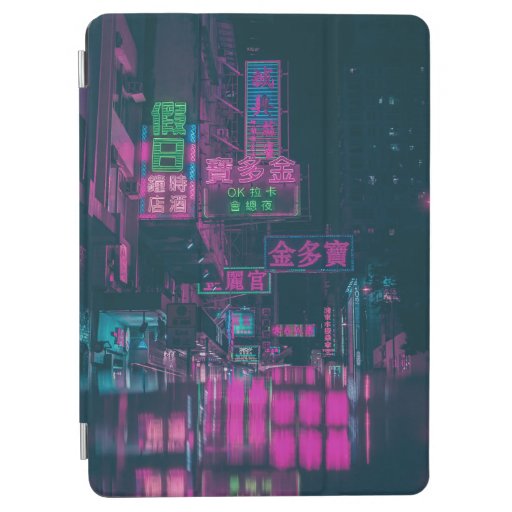 ASSORTED NEON LIGHT SIGNAGE ON STREET DURING NIGHT iPad AIR COVER