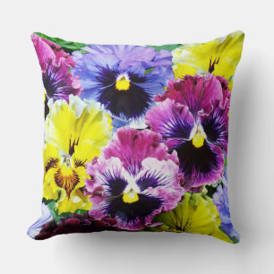 Assorted Pansies Throw Pillow