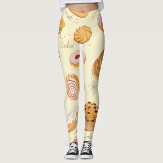 Assorted Pastries: Tasty Seamless Pattern. Leggings