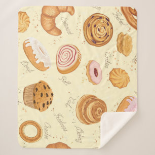 Assorted Pastries: Tasty Seamless Pattern. Sherpa Blanket