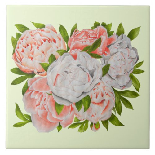 Assorted Peonies on a Ceramic Tile