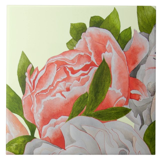 Assorted Peonies on a Ceramic Tile (B) (Front)