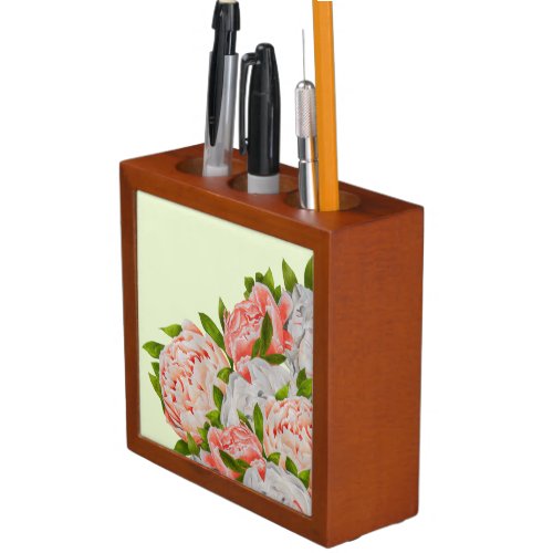 Assorted Peonies on a Desk Organizer