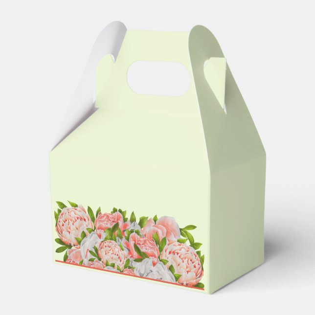 Assorted Peonies on a Gable Favor Box (Front Side)